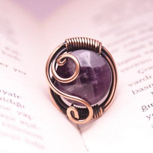 Amethyst Ring Copper Amethyst Jewelry Copper Adjustable Ring Purple Gemstone Ring, Unique Rings For Her Gifts For Mom Gifts For Wife