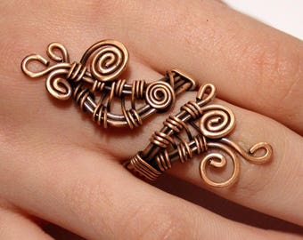 boho ring, copper ring, wire wrapped ring, bohemian ring, wire jewelry, adjustable ring, copper jewelry, wire wrapped jewelry handmade