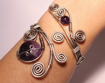 Amethyst Bracelet For Women, Amethyst Cuff Bracelet, Amethyst Jewelry, Boho Jewelry Bracelet, Gift For Her, Wire Wrapped Jewelry