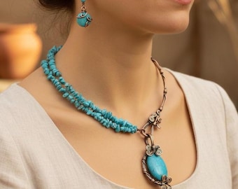 Boho Turquoise Copper Jewelry Set