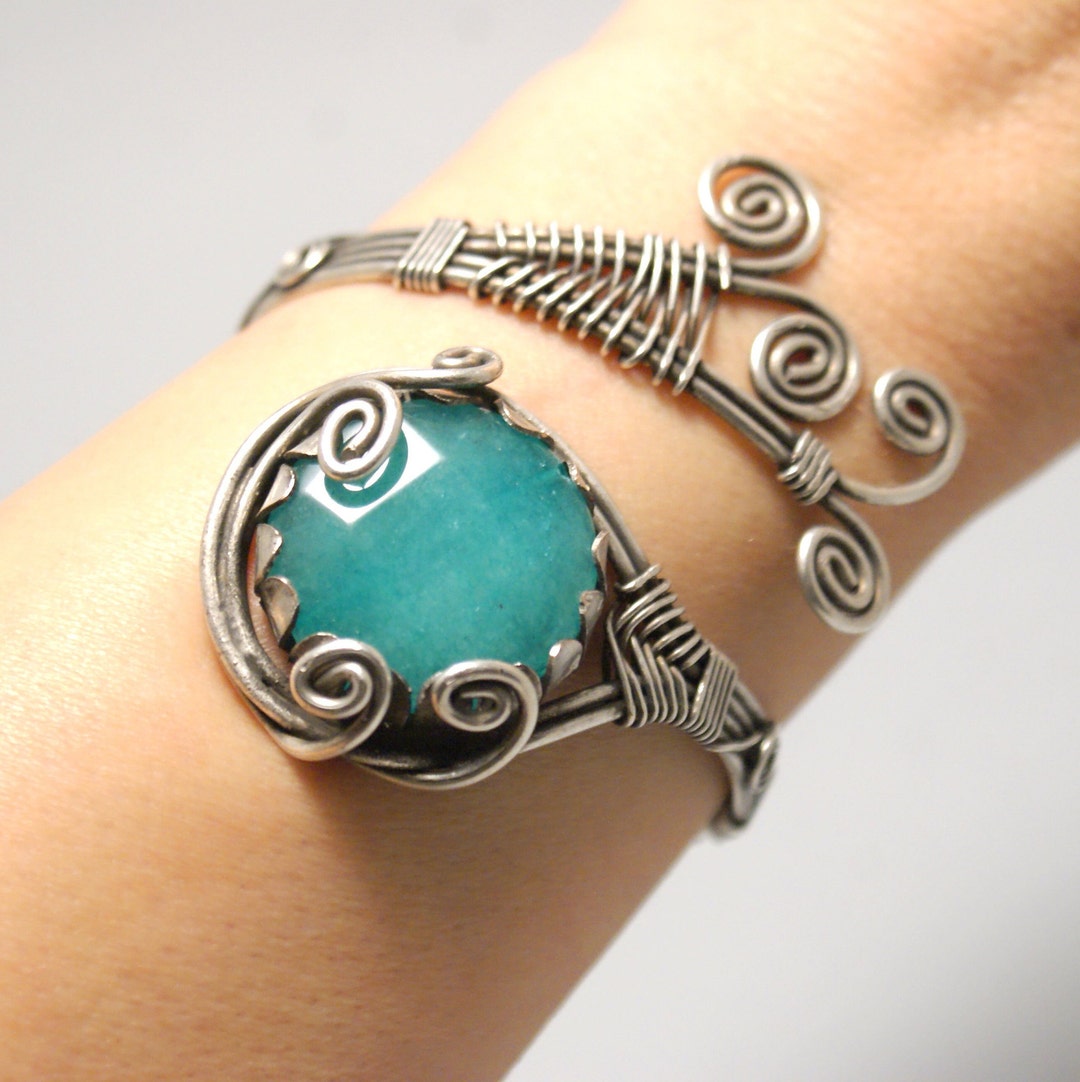Aquamarine Bracelet, Aquamarine Cuff Bracelet, Aquamarine Bangle ...