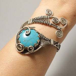 Turquoise Bracelet, Silver Turquoise Cuff Bracelet, Turquoise Jewelry ...