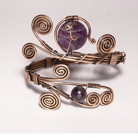 Amethyst Copper Bracelet Women Amethyst Cuff Bracelet Purple | Etsy