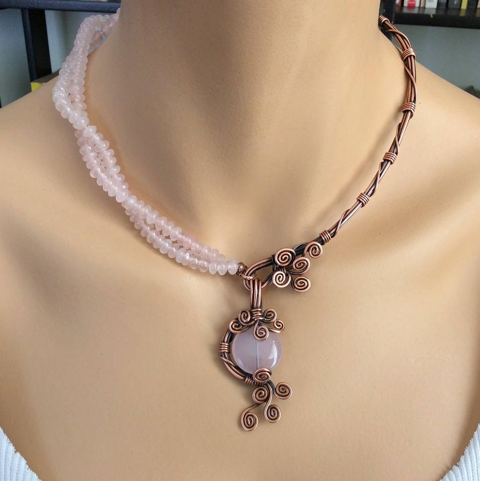real gold rose quartz necklace real gold rose quartz necklace