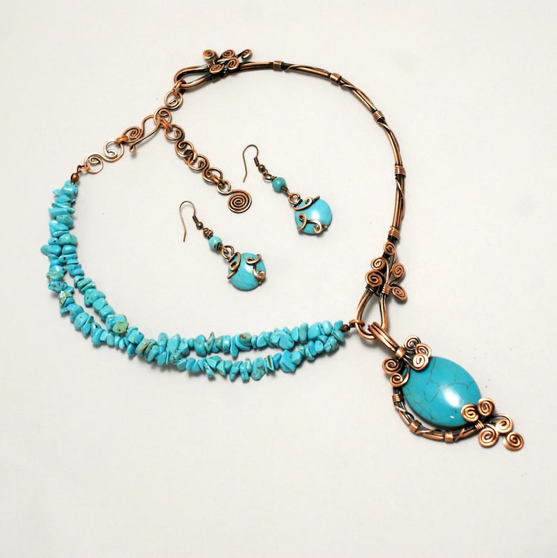 Turquoise Jewelry Set Boho Turquoise Jewelry 7th Anniversary Etsy