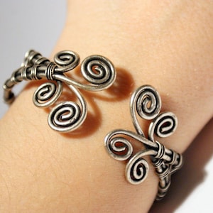 Silver cuff bracelets for women, Wire wrapped bracelet