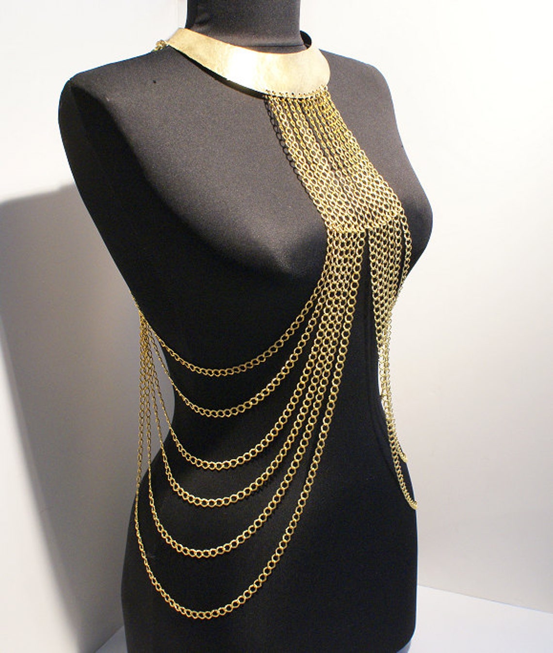 Body Chain Necklace Gold Body Chain Necklace Gold Harness - Etsy