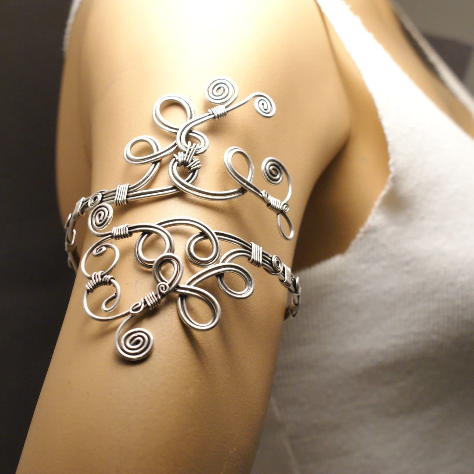 Barbed wire bracelet,sterling silver bracelet,men's bracelet,silver arm  bracelet,silver 925 bracelet,wire bracelet,mens cuff,arm cuff