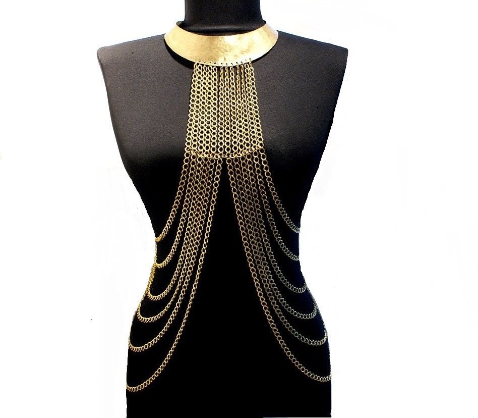 collier chaîne de corps, collier chaîne de corps en or, harnais en or, chaîne de corps, collier chaîne de harnais