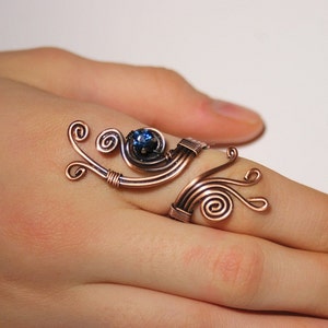 copper wire with navy blue crystal stone ring wire wrapped jewelry handmade copper wire jewelry wire wrapped ring handmade