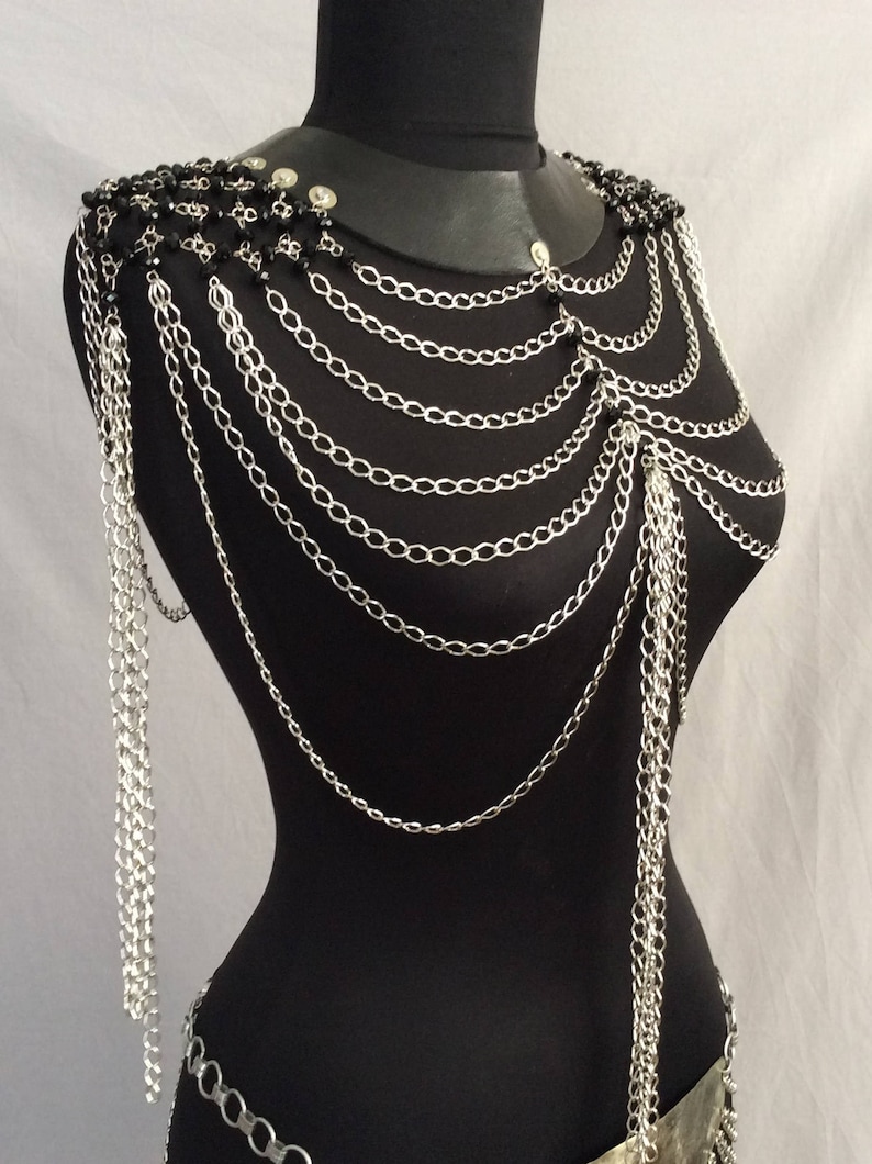 Shoulder Jewelry, Shoulder Necklace, Body Chain Jewelry, Body Necklace, Shoulder Chain, Harness Chain Necklace, Festival Clothing Women, image 3