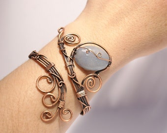 Aventurine Bracelet, Copper Bracelet, Wire Wrapped Copper Bracelet, Copper Bracelet, Copper Wire Jewelry