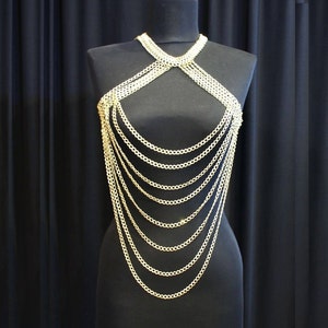 gold body chain, body chain jewelry, body jewelry chain, body chain necklace, body chain harness, festival jewelry, body necklace