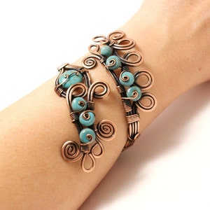 turquoise copper bracelet wire wrapped jewelry handmade copper jewelry turquoise cuff bracelet in handmade