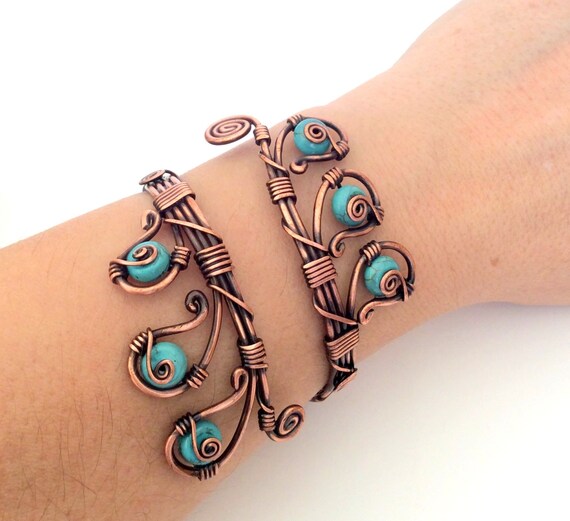 Items similar to Wire wrapped turquoise bracelet-wire wrapped jewelry ...