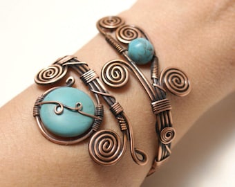 Copper Turquoise Cuff Bracelet,