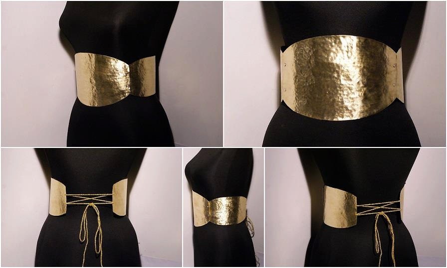 Women Waist Hip Metallic Gold Wide Western Corset Fashion Belt Plus Size XL  XXL