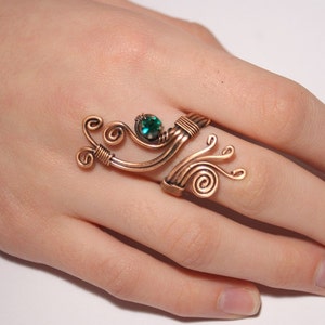 copper ring wire wrapped ring adjustable womens rings wire jewelry emerald green wire wrapped jewelry handmade copper jewelry image 2