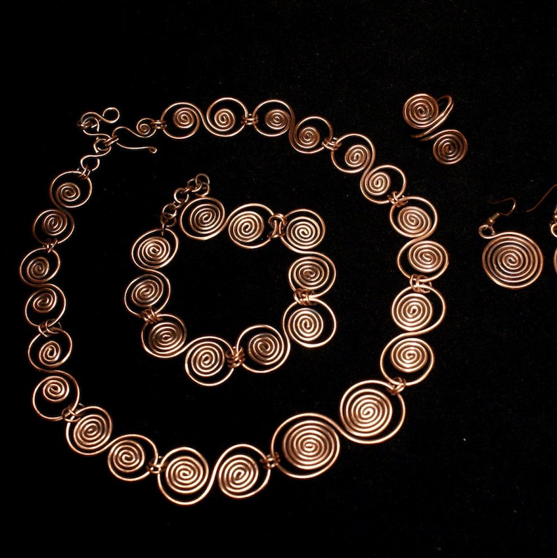 Pure Copper Necklace Set 7th Anniversary Gift for Women Etsy