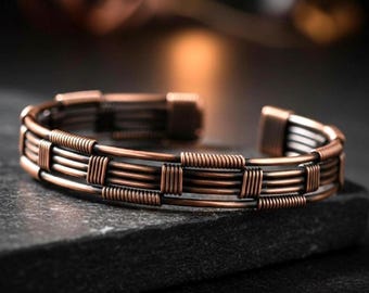 Mens Copper Bracelet, 7th anniversary gift for him