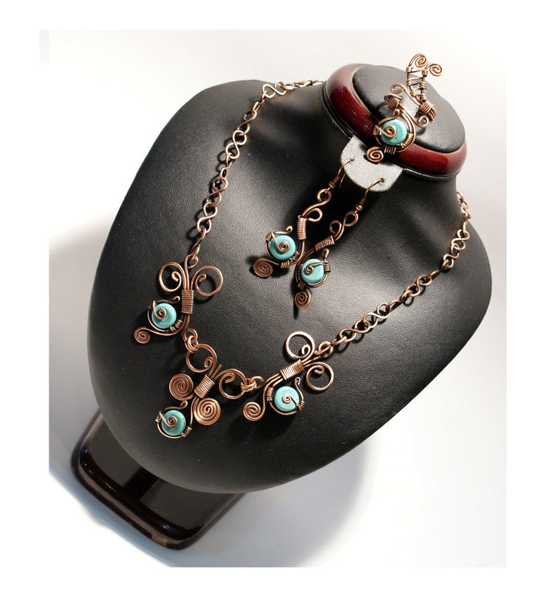 Turquoise Jewelry Copper Jewelry Set Turquoise Jewelry Set Etsy