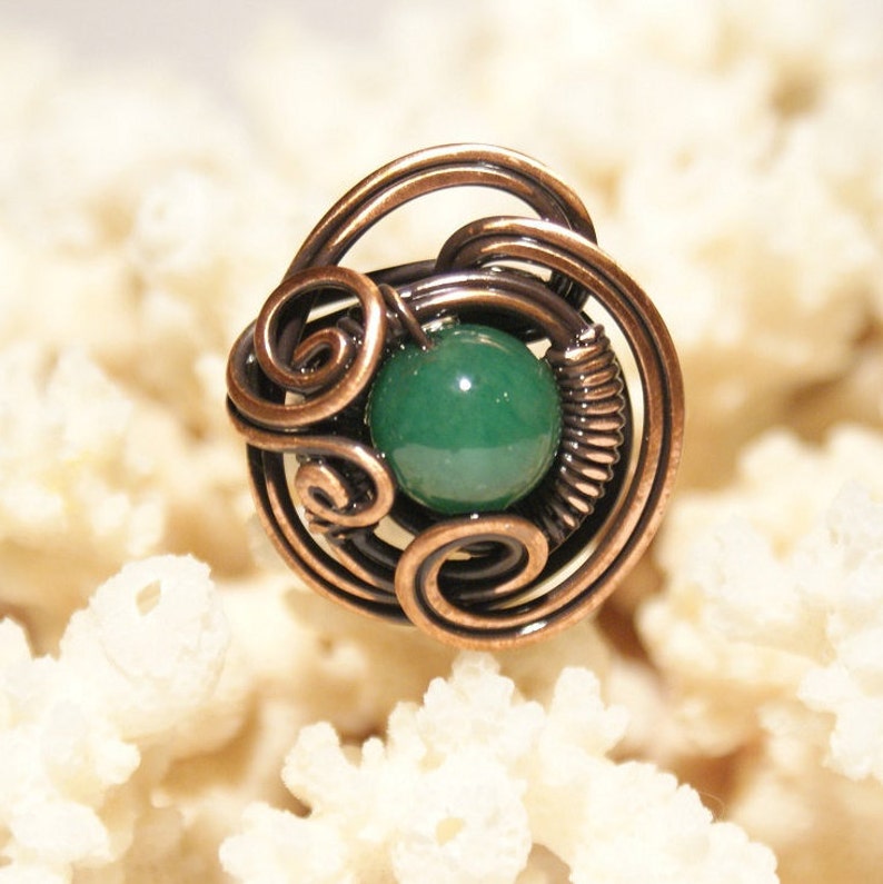 Anillo de jade verde joyería de jade anillo envuelto Etsy