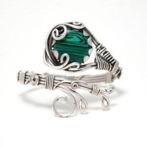 Silver Malachite Bracelet, Malachite Cuff Bracelet Silver, Unique ...