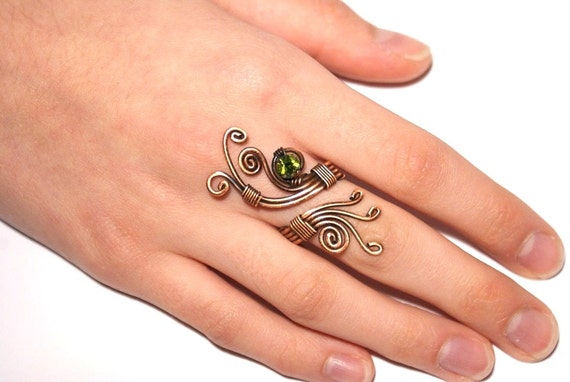 Alambre de cobre con anillo de piedra de cristal verde alambre envuelto joyeria hecha a mano joyeria de alambre de cobre Etsy Espana
