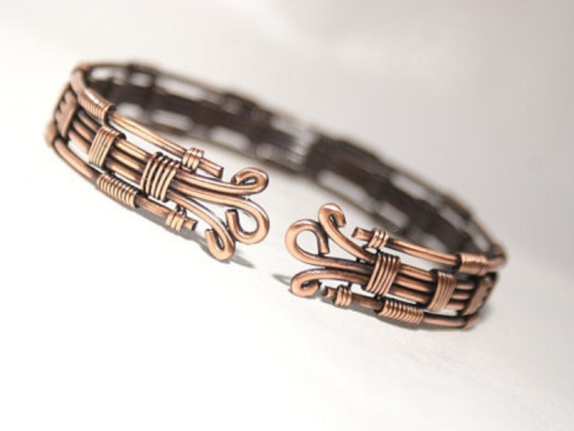 Copper Mens Bracelet Mens Copper Bracelet Mens Copper Cuff Etsy