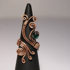 copper ring wire wrapped ring adjustable womens rings wire jewelry emerald green wire wrapped jewelry handmade copper jewelry image 5