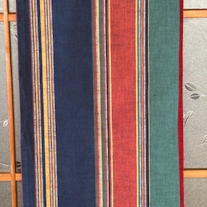 Japanese Fukuro Obi Modern Style Traditional Pattern 100% Cotton Blue/ Red/ Green/ Yellow Striped