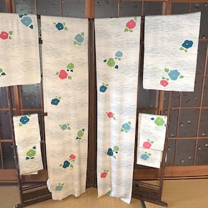 Kimono Dismantled Vintage Silk Retro Off White with Bright Pattern
