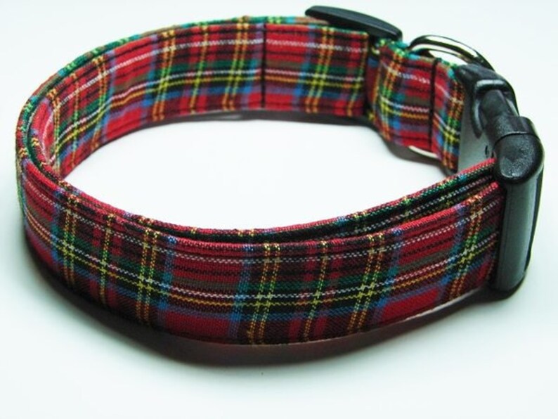Red Tartan Scottish Plaid Dog Collar Etsy