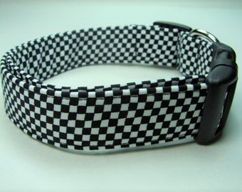 Checkered Flag Racing Black & White Dog Collar