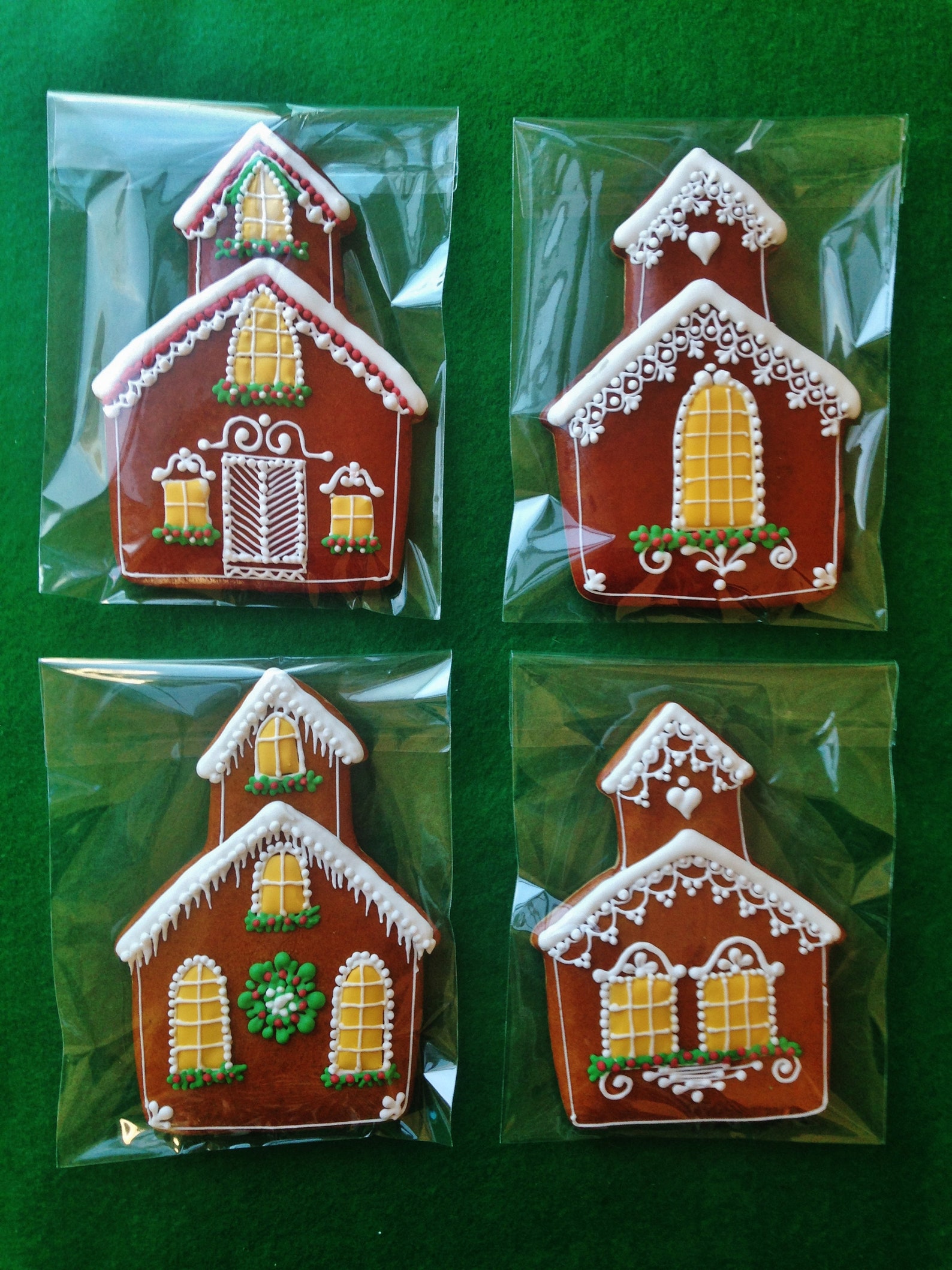 Handmade Gingerbread House, Church Cookies Icing Decorated ( 4 Pieces ...