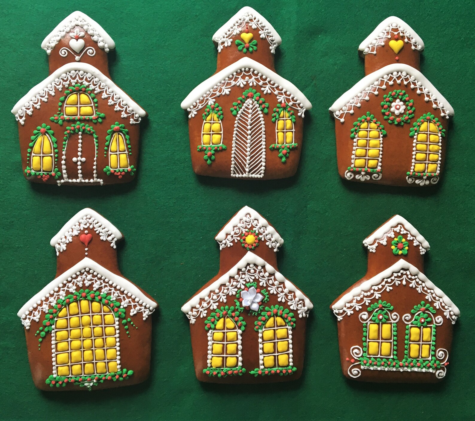 Handmade Gingerbread House, Church Cookies Icing Decorated ( 4 Pieces ...