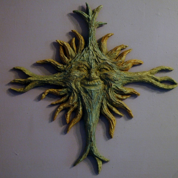 Sculpture Blue Sun Character Wall-Hanging OOAK check out the shipping calculator