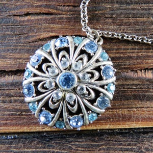 Blue Rhinestone Silver Tone Neckalce