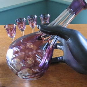 Amethyst geschnitten, um Glas-Dekanter und 4 Gläser Set - 16 Oz Dekanter, 1/2 Oz Gläser