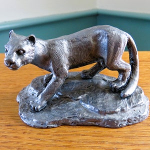 Pewter COUGAR Figurine, Ricker Bartlet, 1970s, 3 1/4&quot;