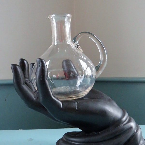 Small Clear Hand Blown Glass Beaker, Pitcher,, Vase, Minimalist and Elegant