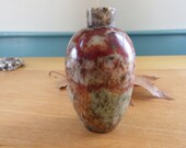 Chinese Agate Snuff Bottle Urn Shaped No Lid Red, Rust, Beige Colors