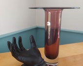 Blenko Hand Blown MCM Plum Colored Purple 10 1 2 quot Art Glass Vase