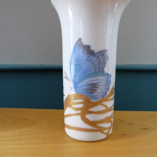 Rosenthal ARUNDO Blue Butterfly Vase 4 3/4" Trumpet Vase by Rosenthal Studio Linie Alain Le Foll Design