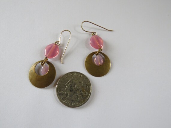 Marjorie Baer MB SF Brass Pink Glass Dangle Earri… - image 5