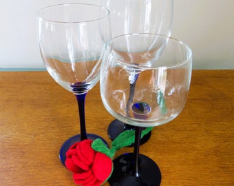 Luminarc France Cobalt Blue Stem Wine Glass Set - Elegant Crystal Goblets