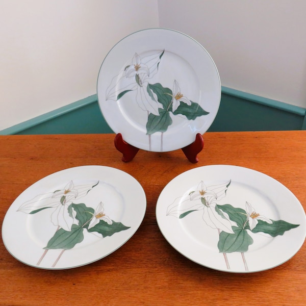 SET of 3 Block Spal TRILLIUM 10 1/4" Dinner Plates, Very Spring-y!, light wear