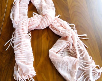 CHICO's Pale Peach Oblong Knit Cut Fabric Scarf/ Wrap