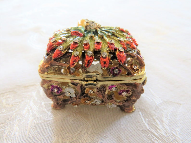 Bejeweled JERE Peacock Trinket Box