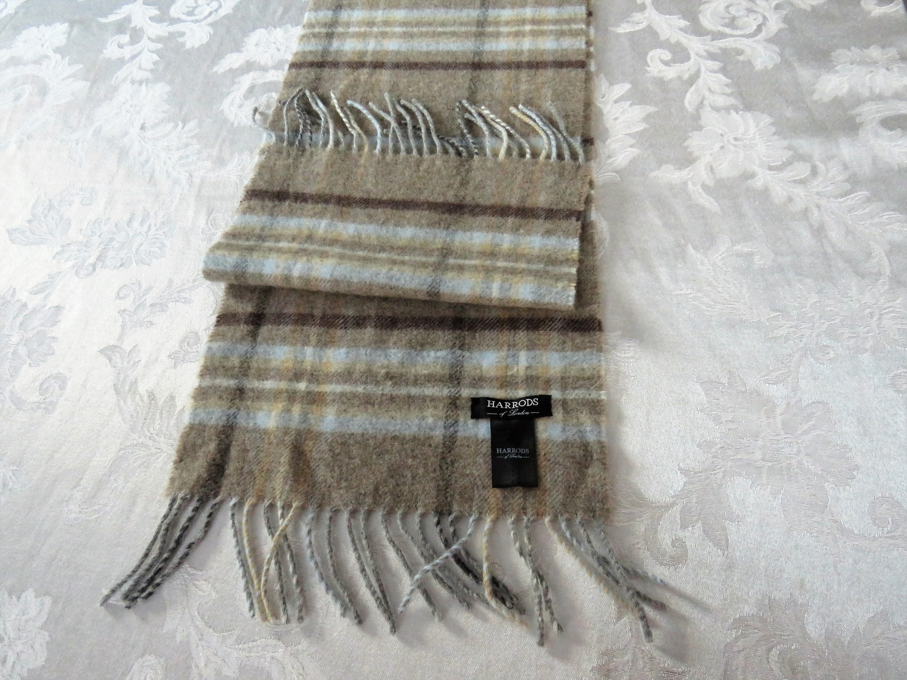 Harrods Wool Muffler Fringed Plaid With Pale Blue and Shades - Etsy UK